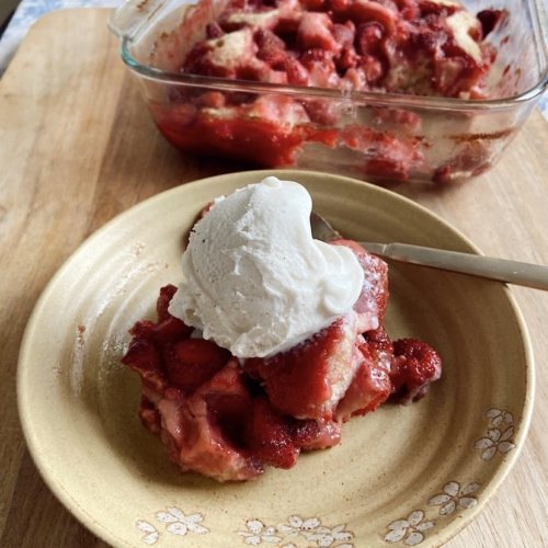 Old fashioned strawberry cobbler