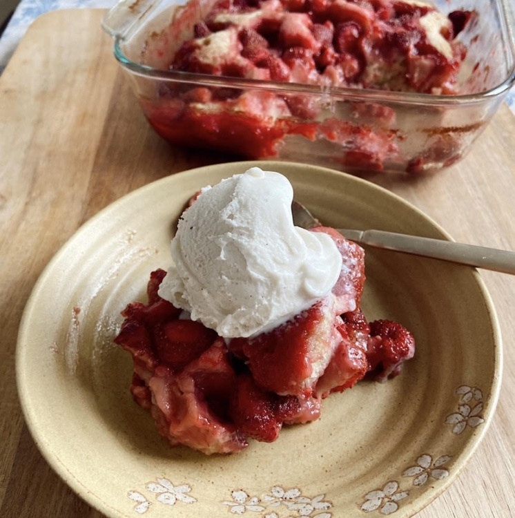 Old fashioned strawberry cobbler